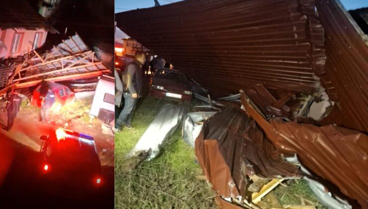 Düzce’de Şiddetli Rüzgâr Çatıyı Uçurdu: Bir Araç Hasar Gördü