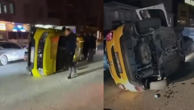 Düzce’de Ticari Taksi Devrildi: Facia Ucuz Atlatıldı !