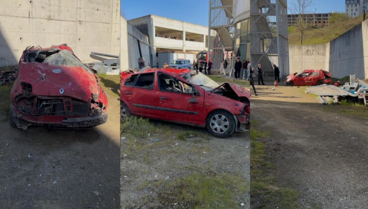 Otomobil 30 Metreden Teknopark Bahçesine Devrildi: 1 Kişi Yaralandı