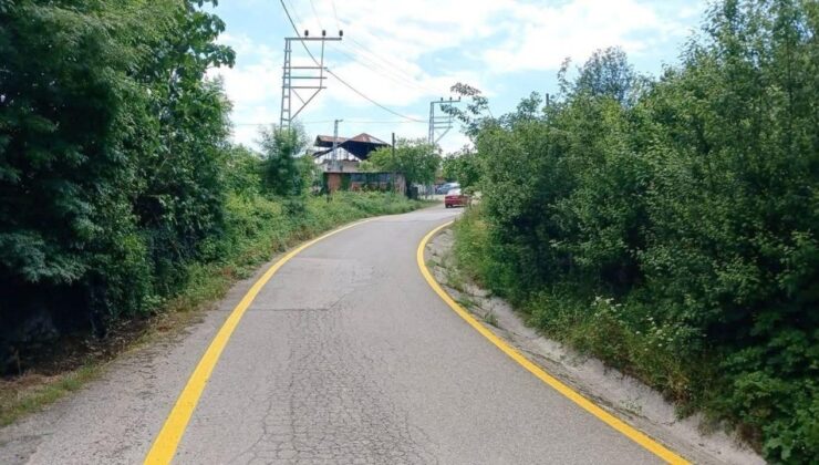Cumayeri’nde 3 Köyde Yol Çizgi Çalışmaları Tamamlandı
