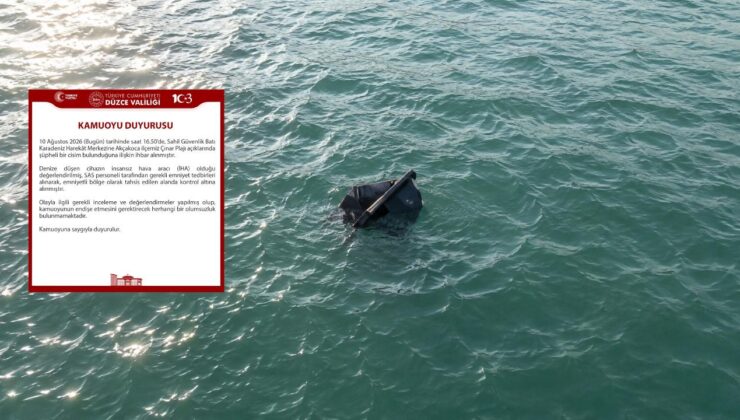 Akçakoca Açıklarında İHA Bulundu: Valilikten Açıklama