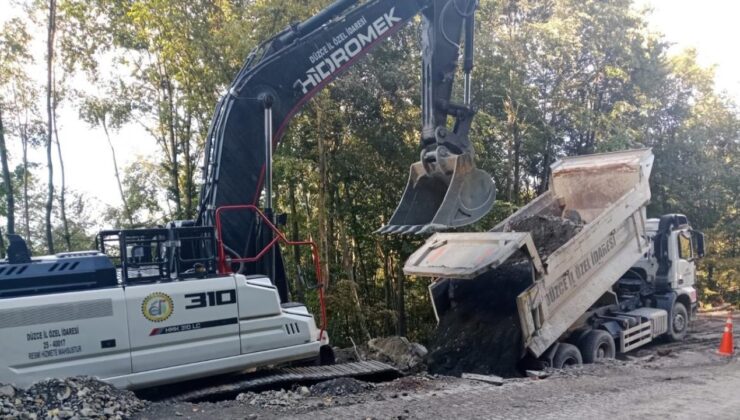 Kaynaşlı’da Heyelana Karşı Yol Güçlendirildi