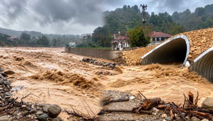 Akçakoca’da Aşırı Yağış Dereleri Taşırdı